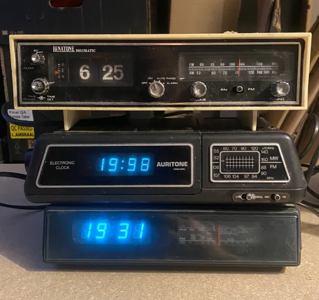 Vintage Flip Digital Alarm Clock Radio Bundle Job Lot Spares Binatone Auritone