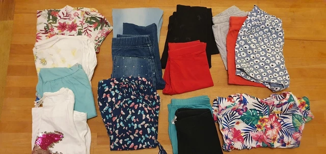 Girls Bundle. Summer Playsuit,T-Shirts, jeans, shorts, leggings6-7 Years