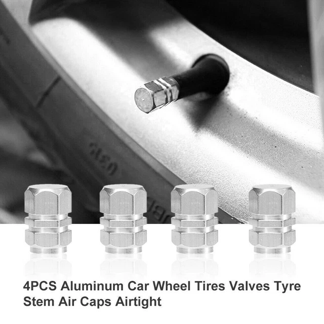Silver Car Air Valve Screws Cap Dust Cover Tyre Tire Wheel Rims Stem Aluminium