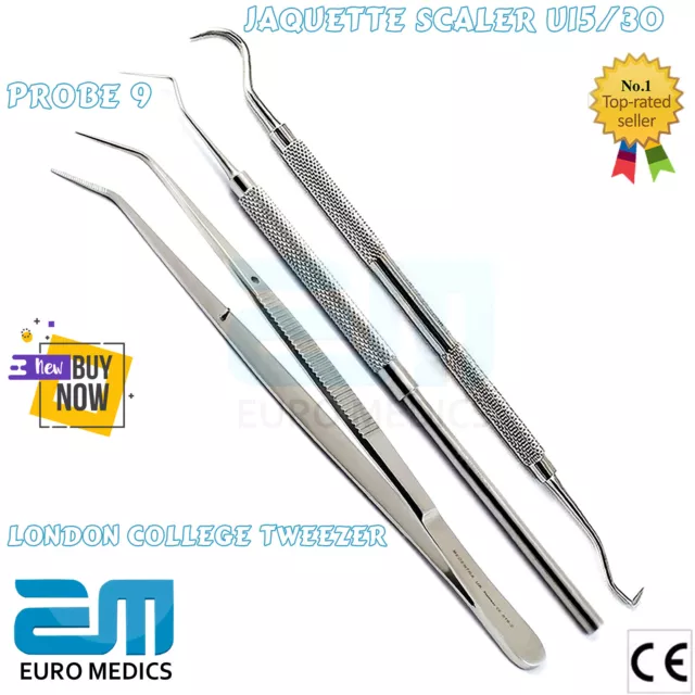 Periodontal Dentist Teeth Cleaning Hygienist Probes Dental Instruments Set Of 3