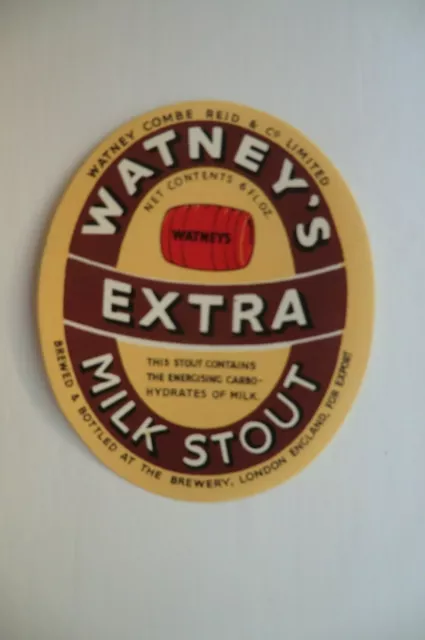 Mint Watneys London  Extra Milk Stout Brewery Beer Bottle Label