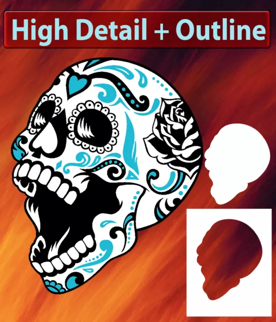 Mini Sugar Skull 2 Special Two Layer Airbrush Stencil Spray Vision Template