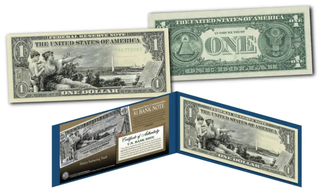 1896 EDUCATIONAL SERIES Designed NEW Legal Tender Modern One-Dollar $1 Bill COA