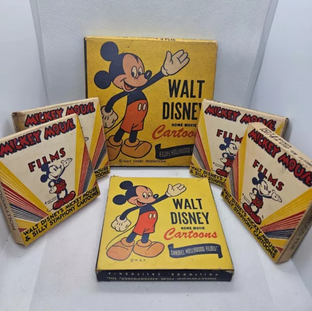 6 películas vintage de Mickey Mouse de Walt Disney de 8 mm de la década de 1950 - sin abrir - coleccionista de Disney