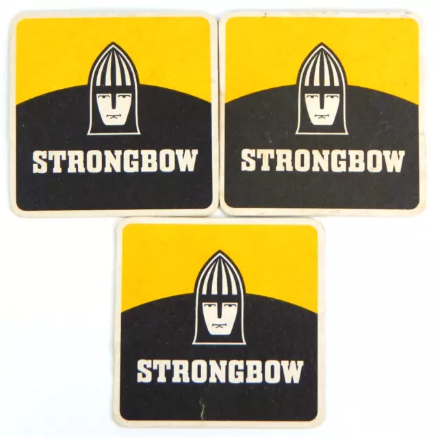 3 STRONGBOW CIDER BEER COASTERS BAR MAT 1970s VINTAGE ENGLAND EARLY LOGO 2