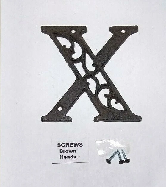 Alphabet House Letter  X  Antique Brown Cast Iron Metal 4.5" Indoor Outdoor 2
