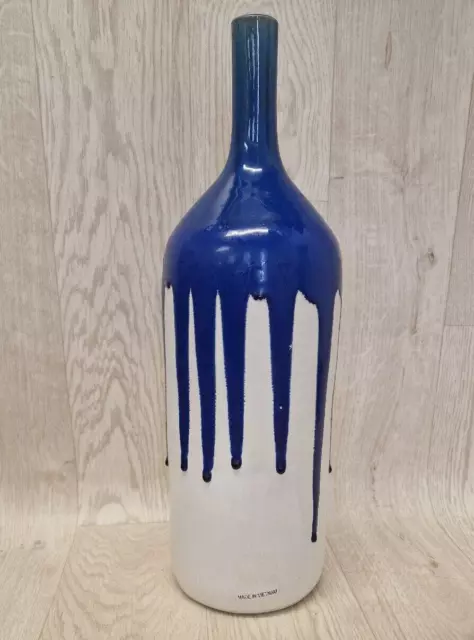 Large Tall Ceramic Floor Standing Vase Blue Drip Glaze Vietnam 48cm Home decor