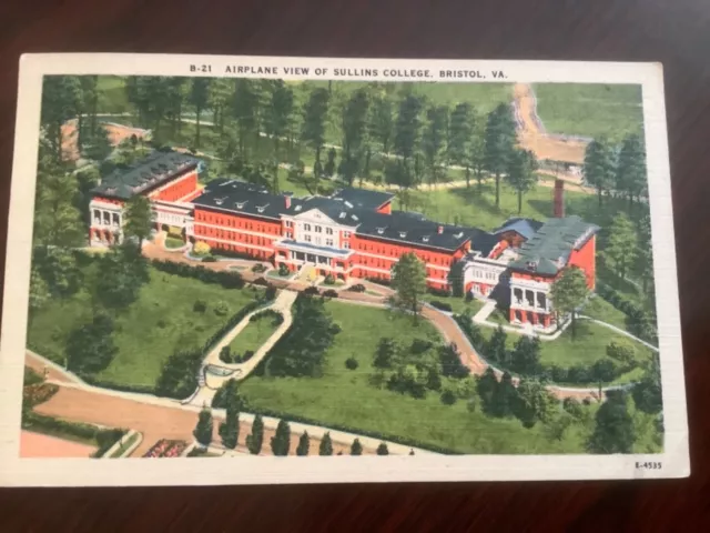 Airplane View of Sullins College Bristol Virginia Postcard