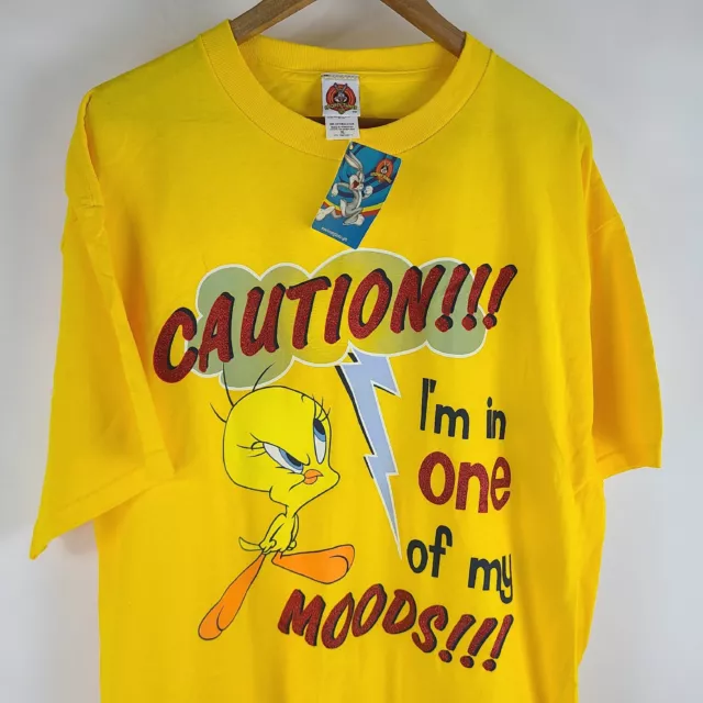 TWEETY BIRD CAUTION Mood Vintage Looney Tunes T-Shirt 90s Freeze Size ...