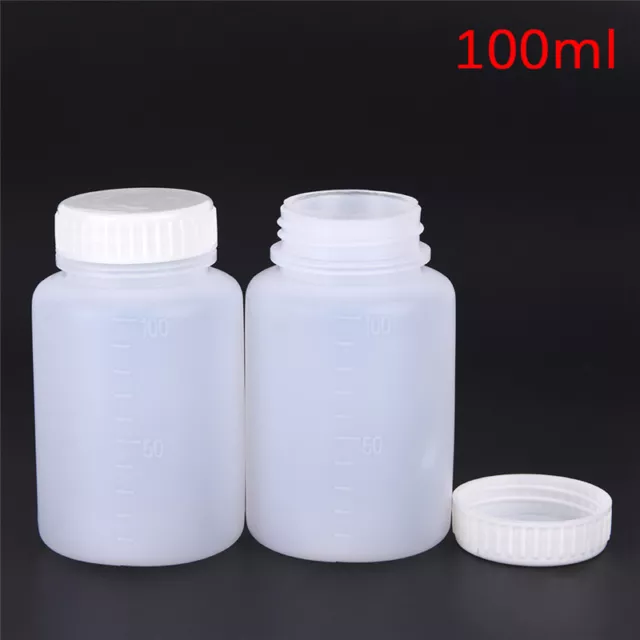 100ml clear plastic cylinder shapedchemical storage reagent sample bottle 2pc MJ