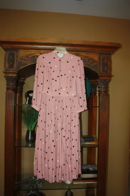 KATE SPADE BAKERY Polka Dot Pink 3/4 Sleeves Pleated Womens Midi Dress Sz 4  NWOT $ - PicClick