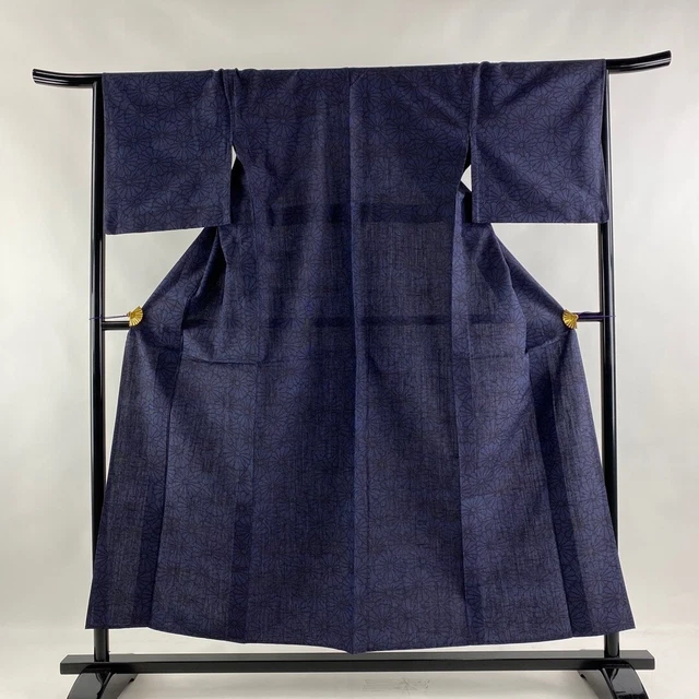 JAPANESE KIMONO TSUMUGI 152cm 4' 12" PURE SILK VINTAGE ANTIQUE 6071