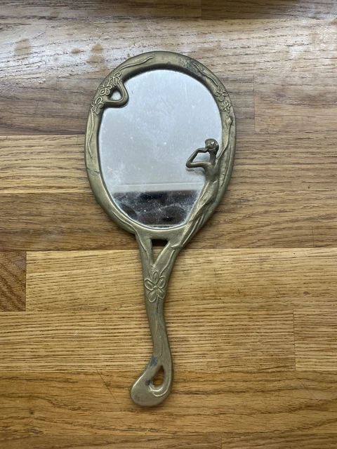 Ancien Miroir Face A Main De Courtoisie
