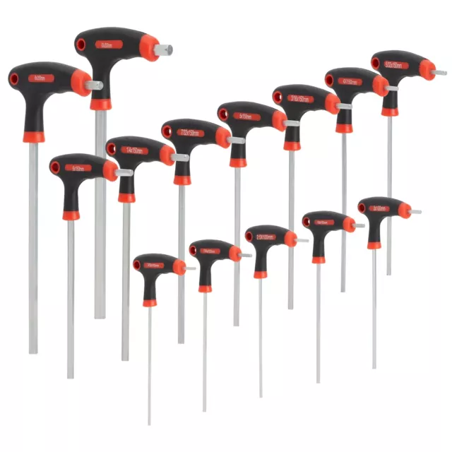 14 Piece T Handle Allen Wrench Set, 7 Imperial and 7 Metric Hex Key Set