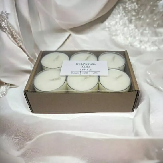 Vanilla Soy Tealights 12 Count Handmade with Fragrant and Essential Oils!