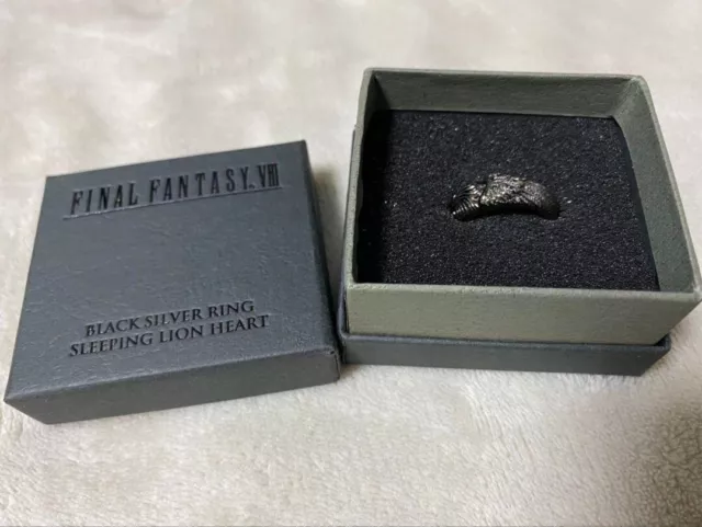 Final Fantasy VIII Sleeping Lion Heart Black Silver Ring Size JP13 Used Rare