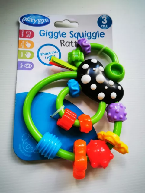 Playgro Baby Giggle And Squiggle Colourful Baby's Green Bead Rattle - 3 months