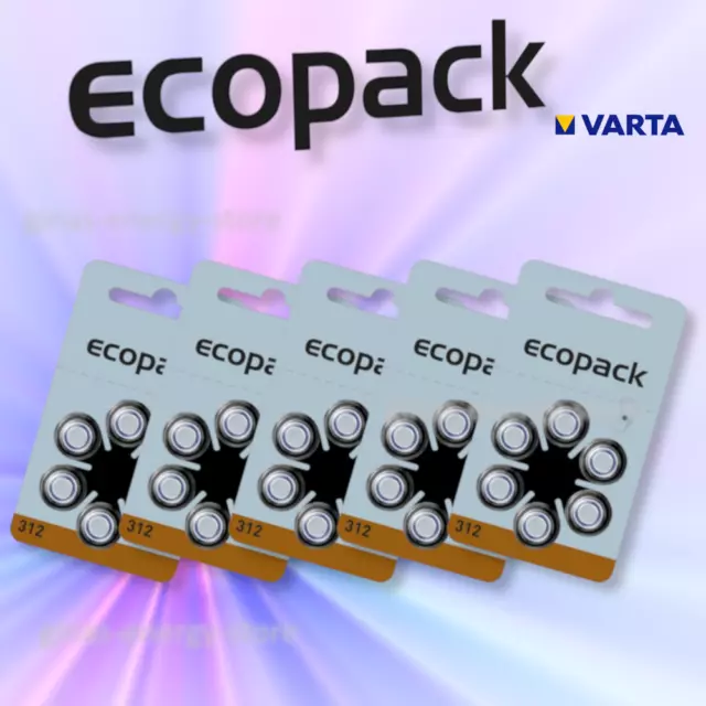 30 VARTA Ecopack Hörgerätebatterien Hörgerät Typ 312