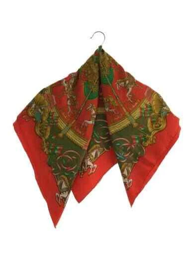 HERMES Scarf   Silk   RED   Total Pattern   Ladies