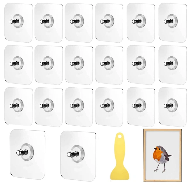 Ni Clou Ni Vis Cadre Lot De 20 Crochets Autocollants Transparents Sans Perçage Pour Tesa Clou Adhesif