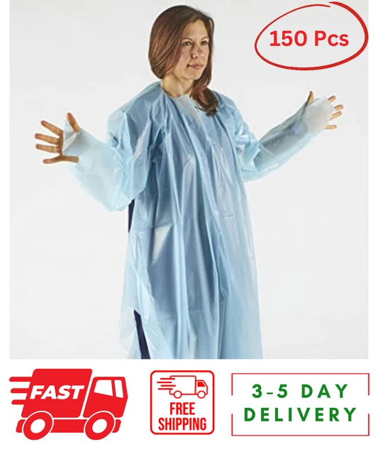 150 Pack Polyethylene, Level 1, Disposable, Non Surgical Isolation Gowns Medical