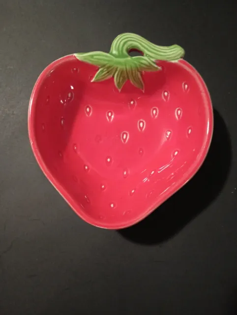 Vintage Strawberry Serving Bowl Jam Candy Peanuts Small Items Display 5.5" High