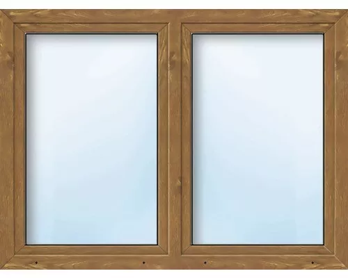 Kunststofffenster 2-flg. ARON Basic weiß/golden oak 1450x600 mm