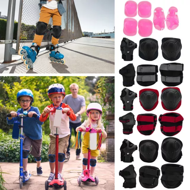 6Pc Kids Skating Protective Gear Kids Adjustable and Elbow Pads Wrist Knee Pad⚘