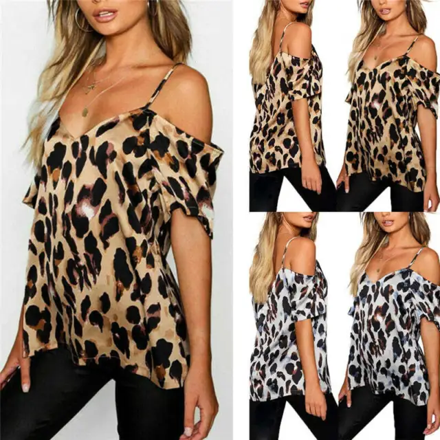 Fashion leopard print strapless shirt women's casual top