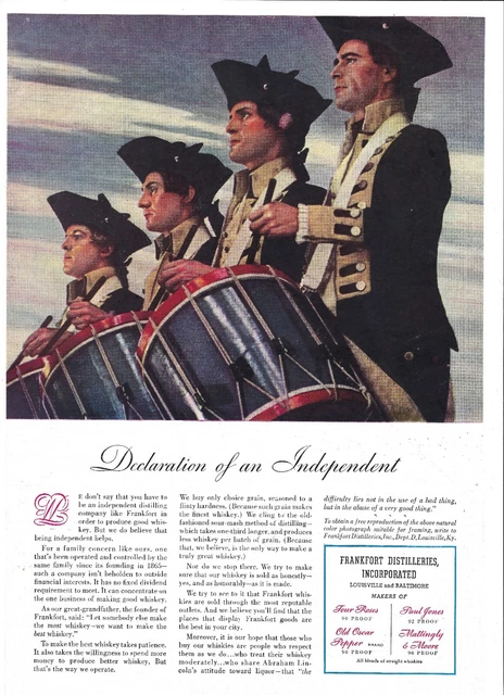 1937 Frankfort Distilleries Print Ad Whiskey Four Roses Paul Jones ~Fb089