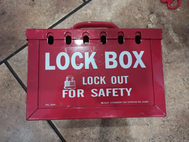 Brady 65699 Lock Box Lockout Red Metal Safety 9" X 6" X 3-1/2" **Good**