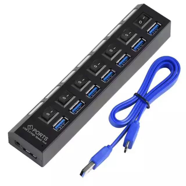 Ladron HUB USB 3.0 de 7 Puertos Transferencia de Datos hasta 5Gbps C/Negro #1