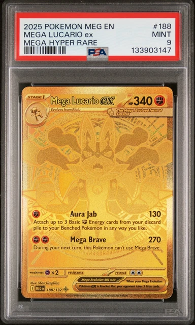 2025 POKEMON MEG En-Mega Evolution Mega Hyper Rare #188 Mega Lucario Ex ...