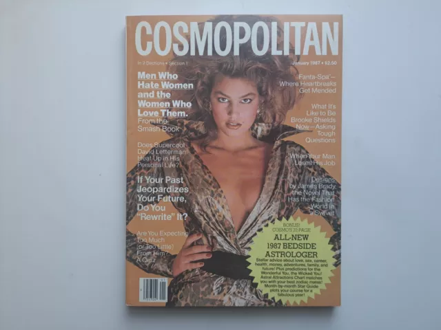 Cindy Crawford Cosmopolitan January 1987 magazine FIRST COVER!!! photo poster
