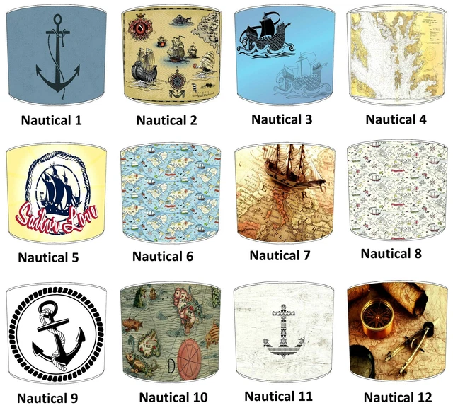 Vintage Nautical Lamp shades Ideal To Match Wall Decals & Stickers & Wallpaper