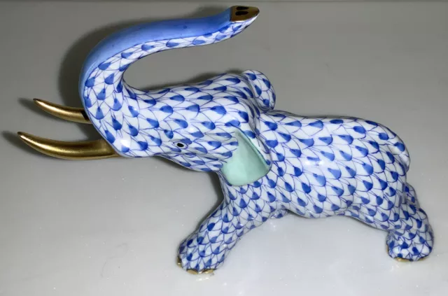 Herend Hand Painted 5266 (VHB) Blue Elephant - VERY GOOD CONDITION 4 COLLECTORS