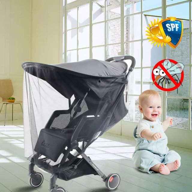 Baby Stroller Sun Shade Mosquito Net Pushchair Pram Buggy Canopy UV Sun Visor