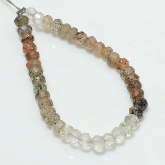 Natural Rutile & Crystal Gemstone Beads Faceted Rondell 3X3X2 mm Strand 3" RZ-21