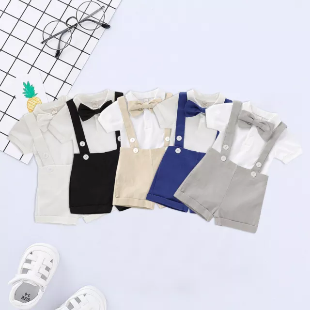 Newborn Infant Baby Boys Gentleman Short Suit Romper Bodysuit Outfit Clothes Set