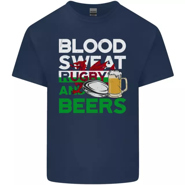 T-shirt top Blood Sweat Rugby and Beers Galles divertente da uomo cotone 2