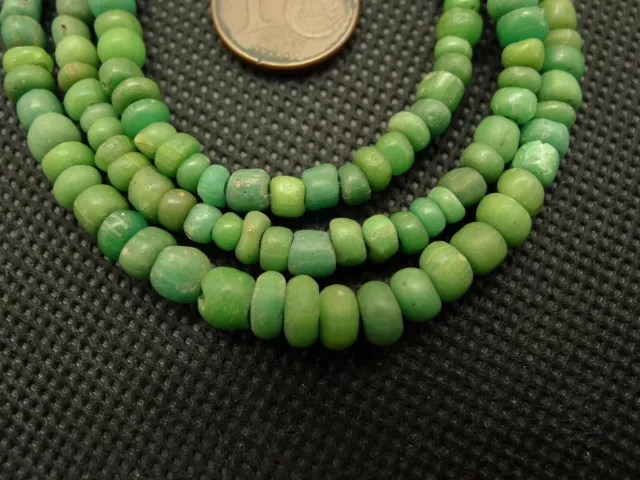 50cm Perle Verre Ancien Fouille Ancient Excavated Indo Pacific Green Glass Beads