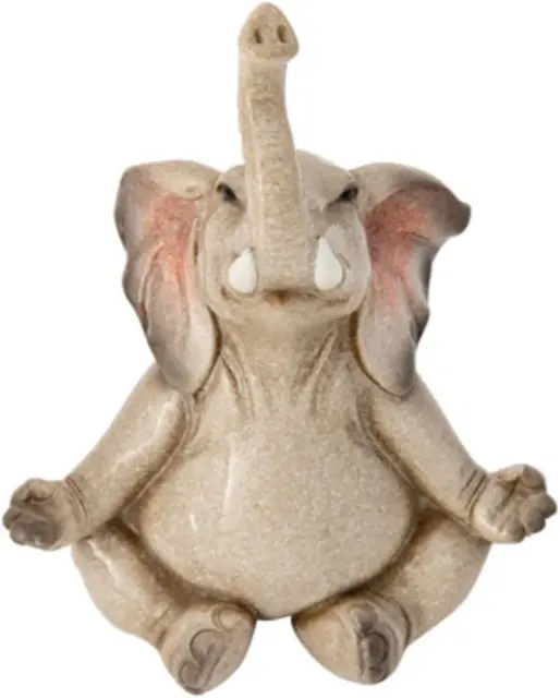 Elephant Yoga Statue Figurine Meditating Elephant Zen Home Decor Yoga Gift (Lotu