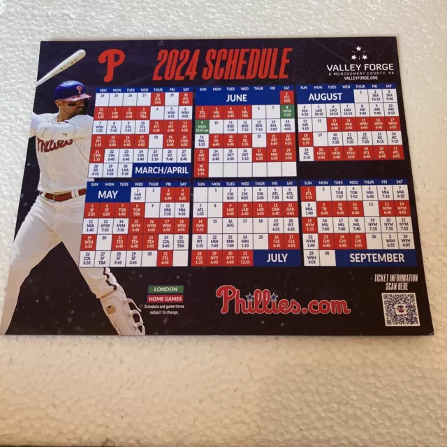 PHILLIES 2024 SCHEDULE Nick Castellanos 9/24/23 Giveaway 3.99