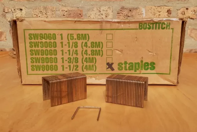 Stanley Bostitch 1-1/4" CROWN X 1-1/2" 3,350 SW9060 STAPLES STICK CARTON CLOSING