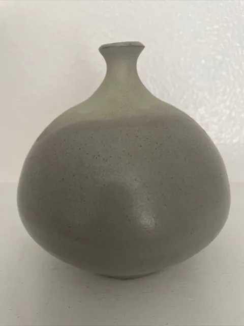 Studio Art Pottery Vase Hand Made Gray Pottery Vase 5”Tall 4.5”W