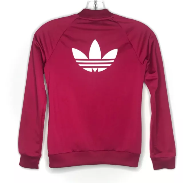 Giacca da track Adidas Originals trifoil con cerniera intera rosa logo bianco taglia 9-10 Y piccola
