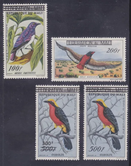Mali C5-8 MNH 1960 Birds Set of 4 OVERPRINTED & C7 Surcharged Airmail Set VF