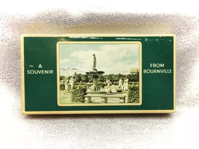 A Souvenir From Bournville-Vintage Green Chocolate/Sweet Tin-Cadburys