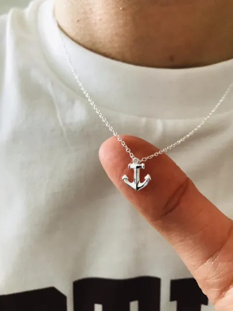 Anchor design pendant 18inch Solid Sterling Silver necklace for men