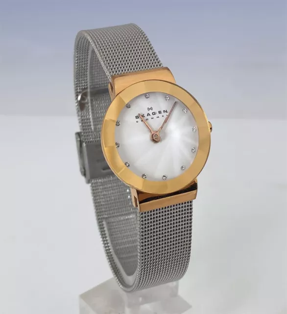 SKAGEN Women's Freja Two-Tone Stainless Steel Mesh Strap Watch w Beveled Crystal